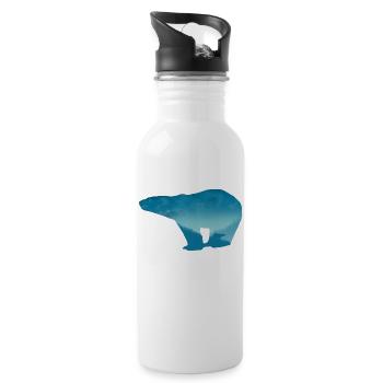 Polar Bear Landscape - Water bottle with straw - white - Right