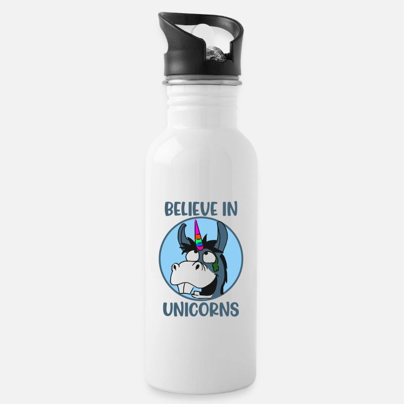 Croire Licorne - Gourde avec paille intégrée - blanc