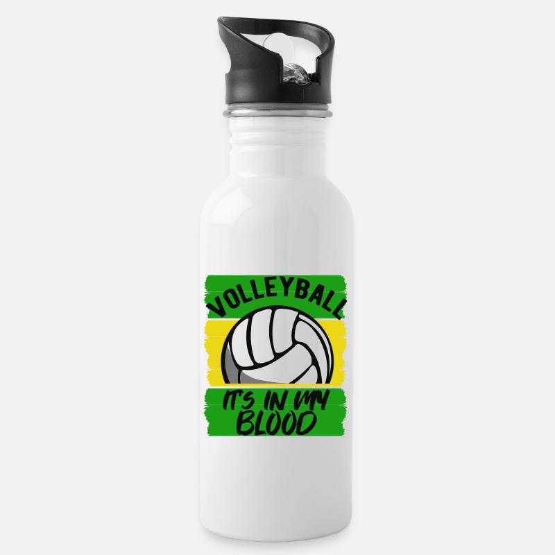Volley-ball - Gourde avec paille intégrée - blanc
