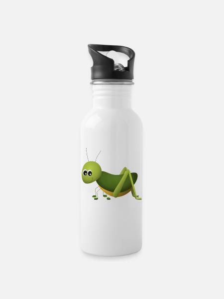 grashüpfer - Trinkflasche mit integriertem Trinkhalm - Weiß