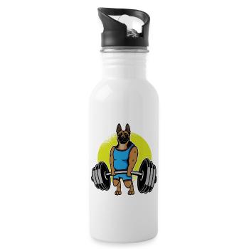 Belgian Malinois Weightlifting I Deadlift Fitness - Trinkflasche mit integriertem Trinkhalm - Weiß - Rechts