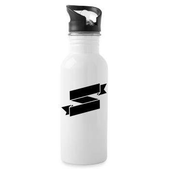 Black Ribbon Banner - Water bottle with straw - white - Right