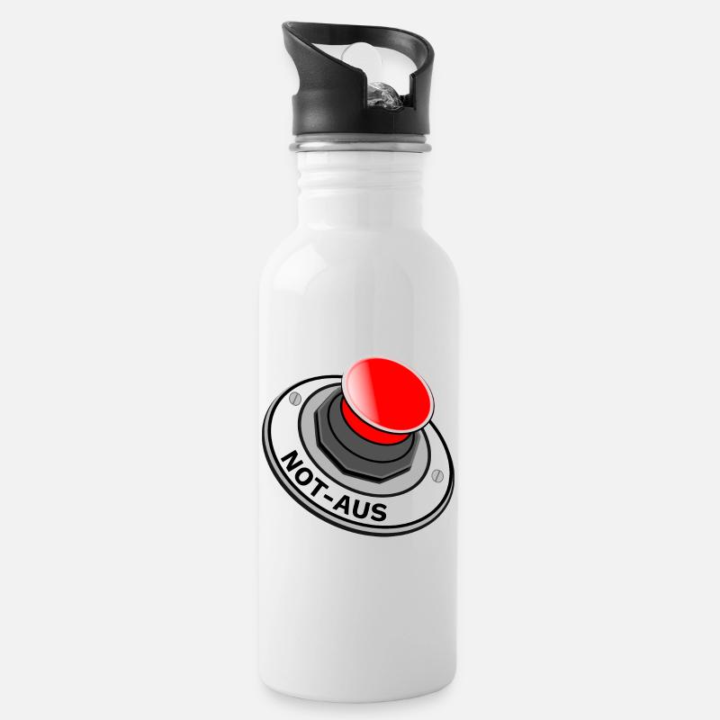 Not Aus Button Schalter für Genervte schnelle Ruhe - Trinkflasche mit integriertem Trinkhalm - Weiß