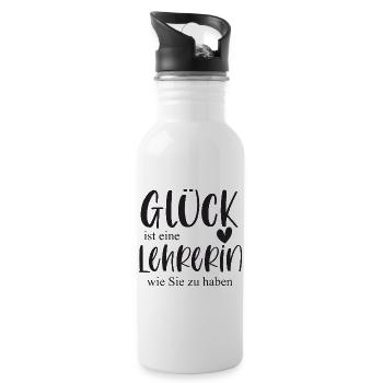 Lehrerin Danke Geschenk Abschied - Trinkflasche mit integriertem Trinkhalm - Weiß - Rechts