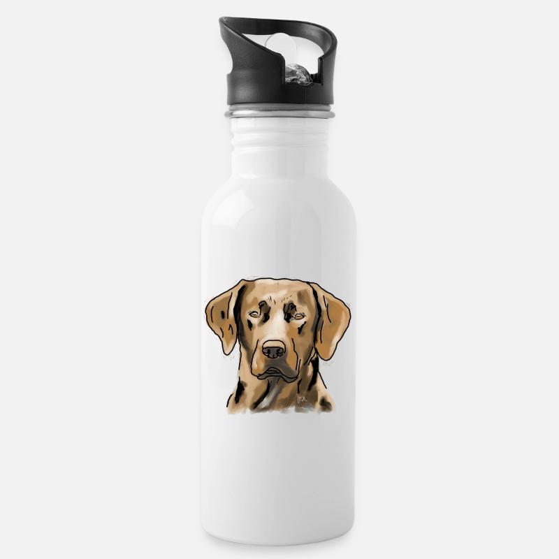 Labrador - Trinkflasche mit integriertem Trinkhalm - Weiß