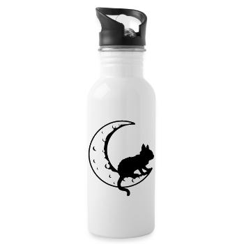 Black Cat Sickle Moon - Water bottle with straw - white - Right