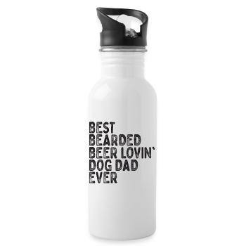 Bearded Dog Dad - Trinkflasche mit integriertem Trinkhalm - Weiß - Rechts