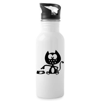 Hungrige Katze, hungrige Katze, Katzenhumor! - Trinkflasche mit integriertem Trinkhalm - Weiß - Rechts