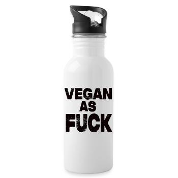 Vegan As Fuck - Trinkflasche mit integriertem Trinkhalm - Weiß - Rechts