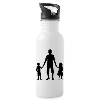 Dad 2 children family - Water bottle with straw - white - Right