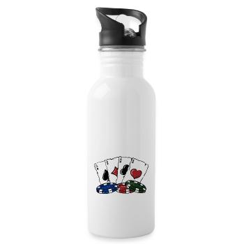 Best Actor Funny Poker Humor Poker Player Gambler - Water bottle with straw - white - Right