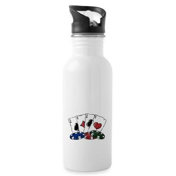 I'd Hit That Casino Poker Gambling Poker Player - Trinkflasche mit integriertem Trinkhalm - Weiß - Rechts