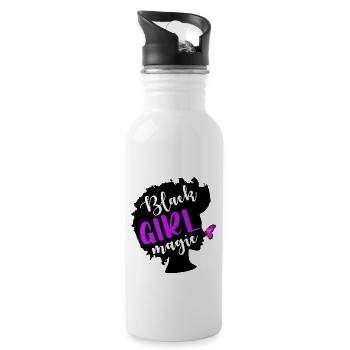 Black Girl Magic Black Woman Black Lives Matter - Water bottle with straw - white - Right