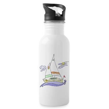 Segelboot - Trinkflasche mit integriertem Trinkhalm - Weiß - Rechts