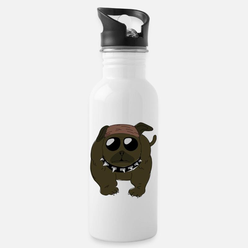 Böser Hund - Trinkflasche mit integriertem Trinkhalm - Weiß