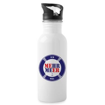 Mehr Meer Lustiger Spruch Nordsee Ostsee Liebe - Trinkflasche mit integriertem Trinkhalm - Weiß - Rechts