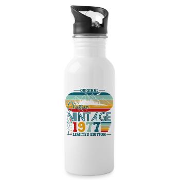 Original August Vintage 1977 Birthday Gift - Water bottle with straw - white - Right