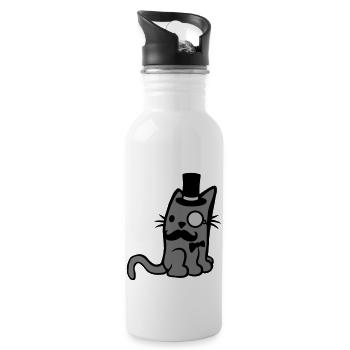 Monokel Brille Herr Katze - Trinkflasche mit integriertem Trinkhalm - Weiß - Rechts