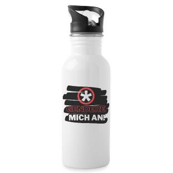 Gendern ist cool - Trinkflasche mit integriertem Trinkhalm - Weiß - Rechts
