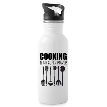 Kochen ist meine Superkraft lustiges Zitat - Trinkflasche mit integriertem Trinkhalm - Weiß - Rechts
