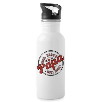 Der Beste Papa 2022 - Trinkflasche mit integriertem Trinkhalm - Weiß - Rechts