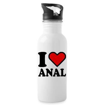 I love anal - Trinkflasche mit integriertem Trinkhalm - Weiß - Rechts
