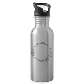 Couronne de fleurs - Gourde avec paille intégrée - argent clair - Droite
