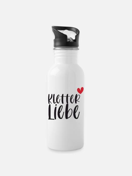 Klettern Kletterliebe Alpen Berge Geschenk - Trinkflasche mit integriertem Trinkhalm - Weiß