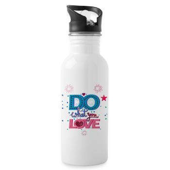 Do what you love faites ce que vous aimez - Gourde avec paille intégrée - blanc - Droite