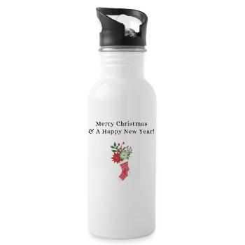 Merry Christmas - Trinkflasche mit integriertem Trinkhalm - Weiß - Rechts