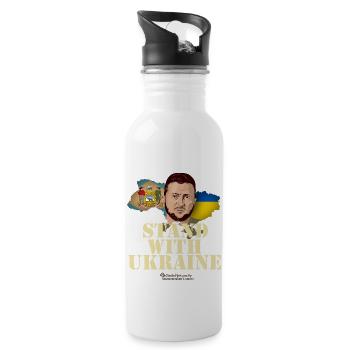 ukraine delaware - Trinkflasche mit integriertem Trinkhalm - Weiß - Rechts