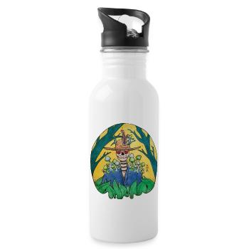 Skeleton with Hat - Water bottle with straw - white - Right