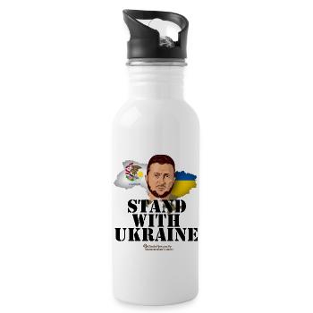 Zelensky Illinois Stand with Ukraine - Water bottle with straw - white - Right