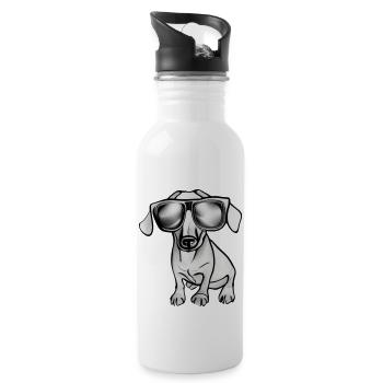 Teckel chien chien avec lunettes de soleil motif cool 4 - Gourde avec paille intégrée - blanc - Droite