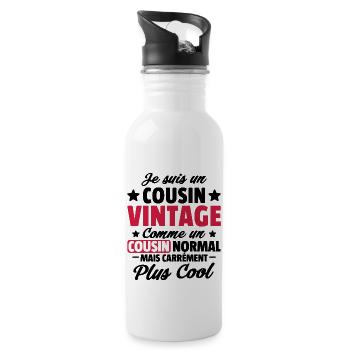 cousin vintage / cadeau humour cousin - Gourde avec paille intégrée - blanc - Droite