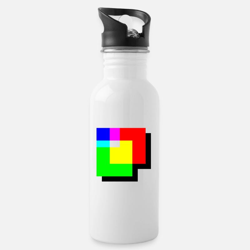 RGB Color Corner Additive Color Mixing - Water bottle with straw - white