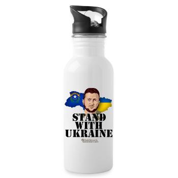 Ukraine Unterstützer Merch Nevada Selenskyj - Trinkflasche mit integriertem Trinkhalm - Weiß - Rechts