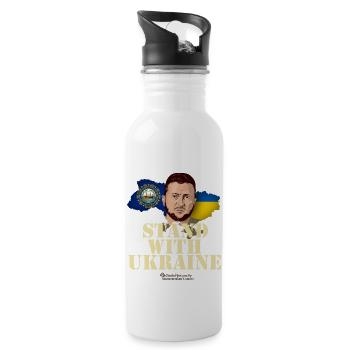 Ukraine New Hampshire Zelenskyj - Water bottle with straw - white - Right