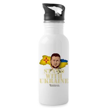 Ukraine New Mexico - Water bottle with straw - white - Right