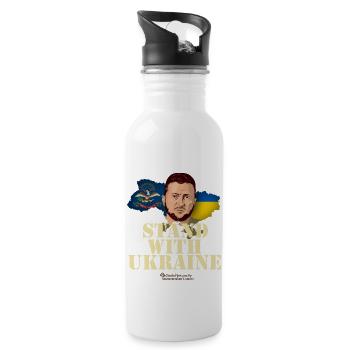 Ukraine North Dakota - Trinkflasche mit integriertem Trinkhalm - Weiß - Rechts