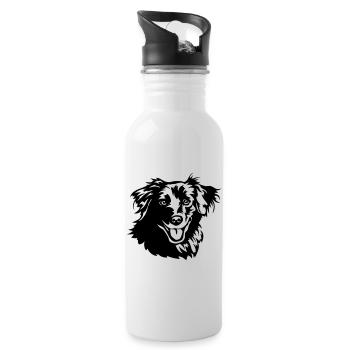 Berger des Pyrénées Kopf - Water bottle with straw - white - Right