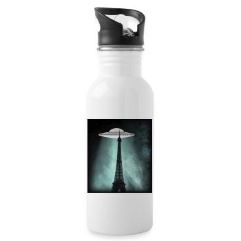 UFO Over Paris - Water bottle with straw - white - Right
