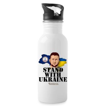 Ukraine T-Shirt Design Virginia Stand with Ukraine - Trinkflasche mit integriertem Trinkhalm - Weiß - Rechts