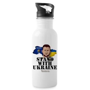 Ukraine Wisconsin - Water bottle with straw - white - Right