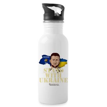 Ukraine Wisconsin Volodymyr Zelenskyj - Water bottle with straw - white - Right