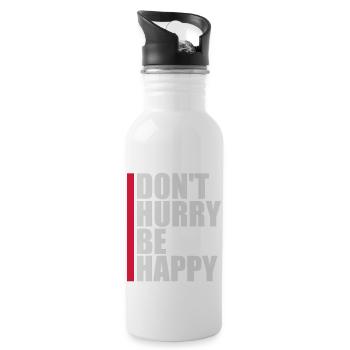 dont hurry be happy - Trinkflasche mit integriertem Trinkhalm - Weiß - Rechts