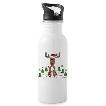 Design pour Noël - Gourde avec paille intégrée - blanc - Droite