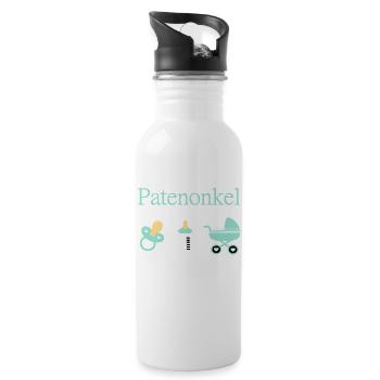 Patenonkel Geburt Junge Taufe - Trinkflasche mit integriertem Trinkhalm - Weiß - Rechts