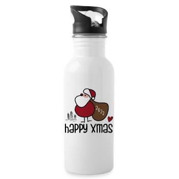 Festive Christmas Santa - Water bottle with straw - white - Right
