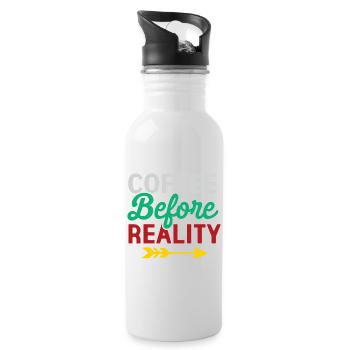 Coffee Before Reality - Water bottle with straw - white - Right